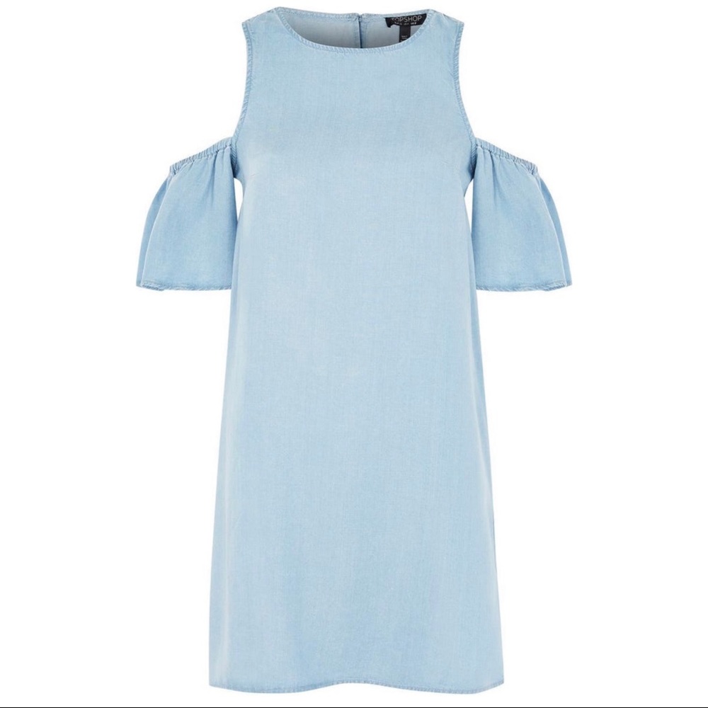 Top Shop - Light Denim Cold Shoulder Dress